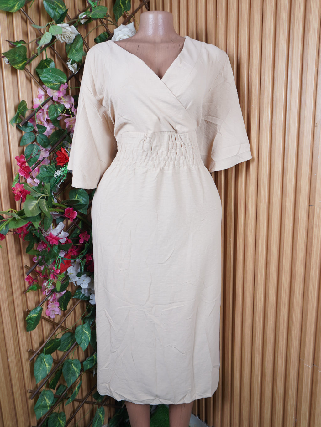 Robe évasée longue manches courtes décolletée-XXXL