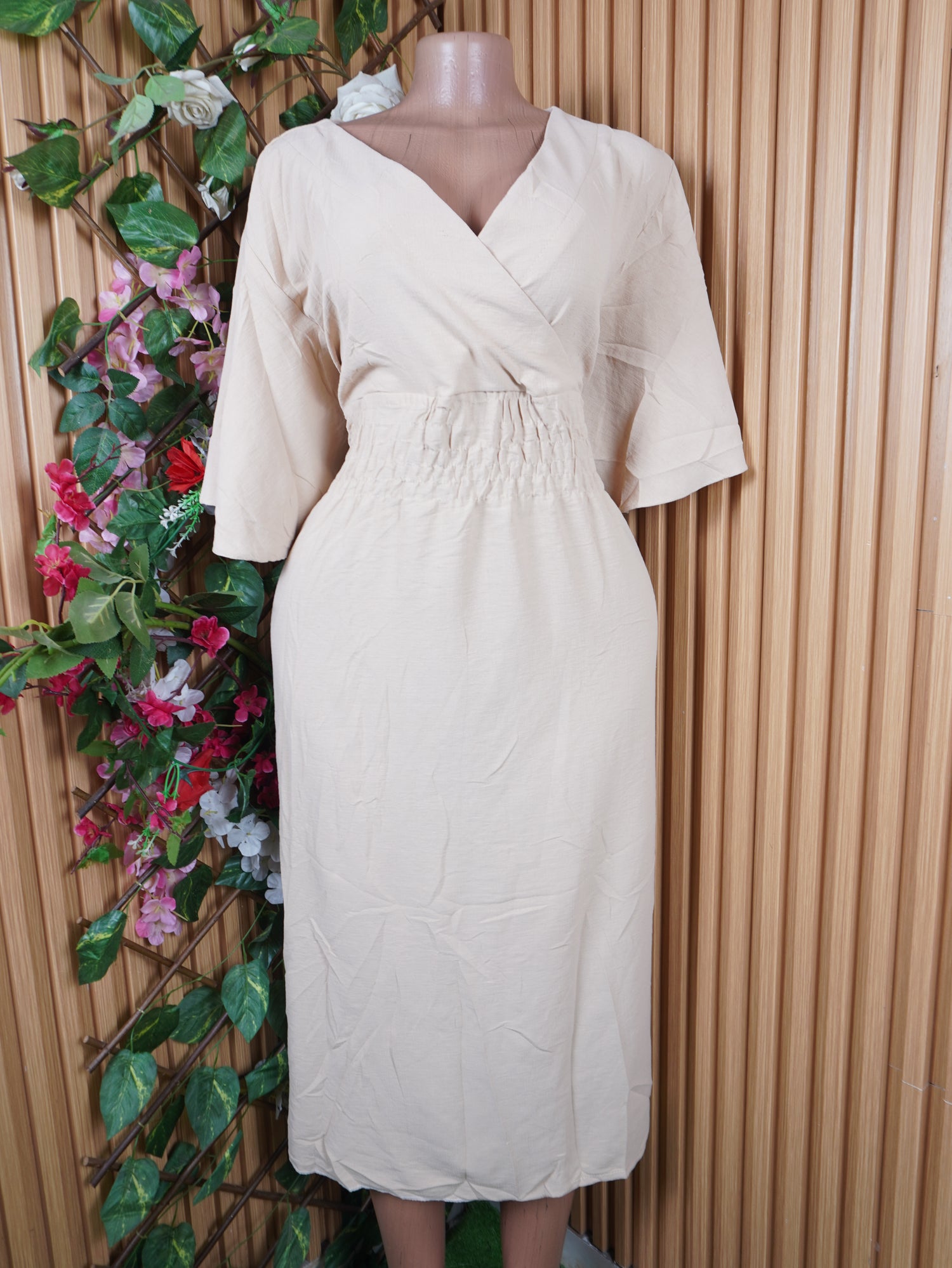 Robe évasée longue manches courtes décolletée-XXXL