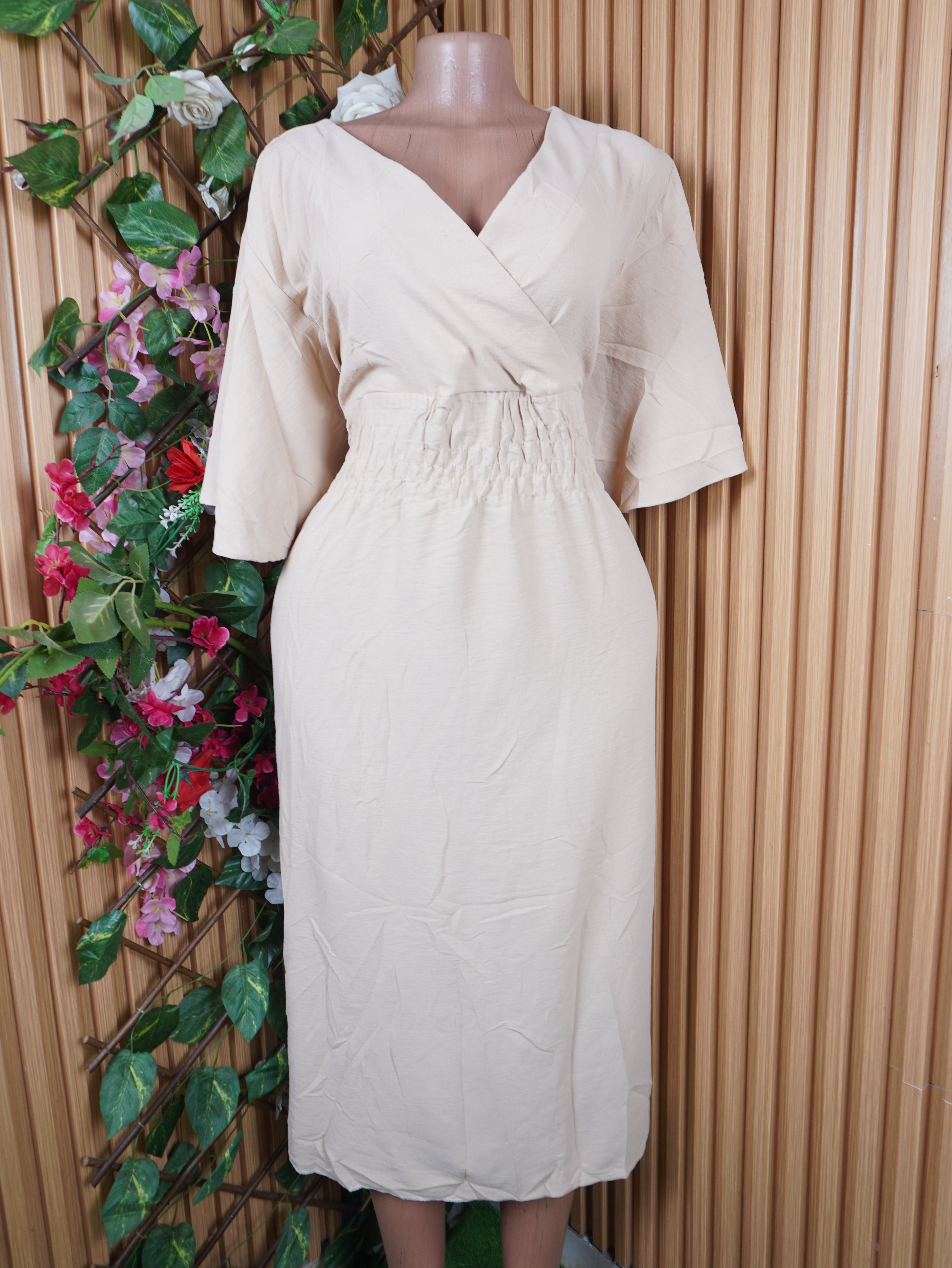 Robe évasée longue manches courtes décolletée-XXXL