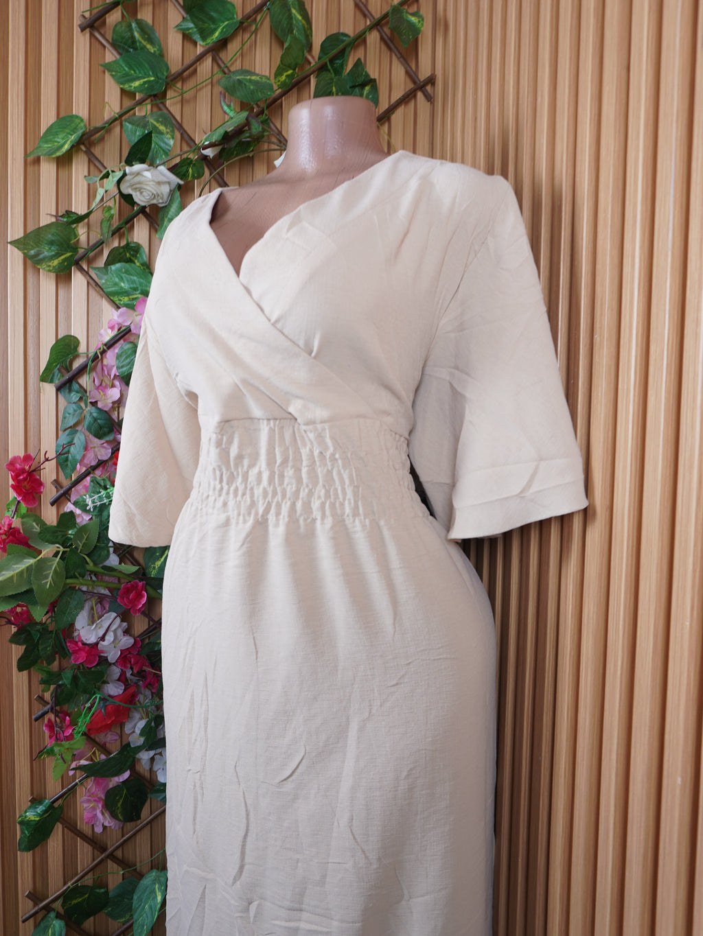 Robe évasée longue manches courtes décolletée-XXXL
