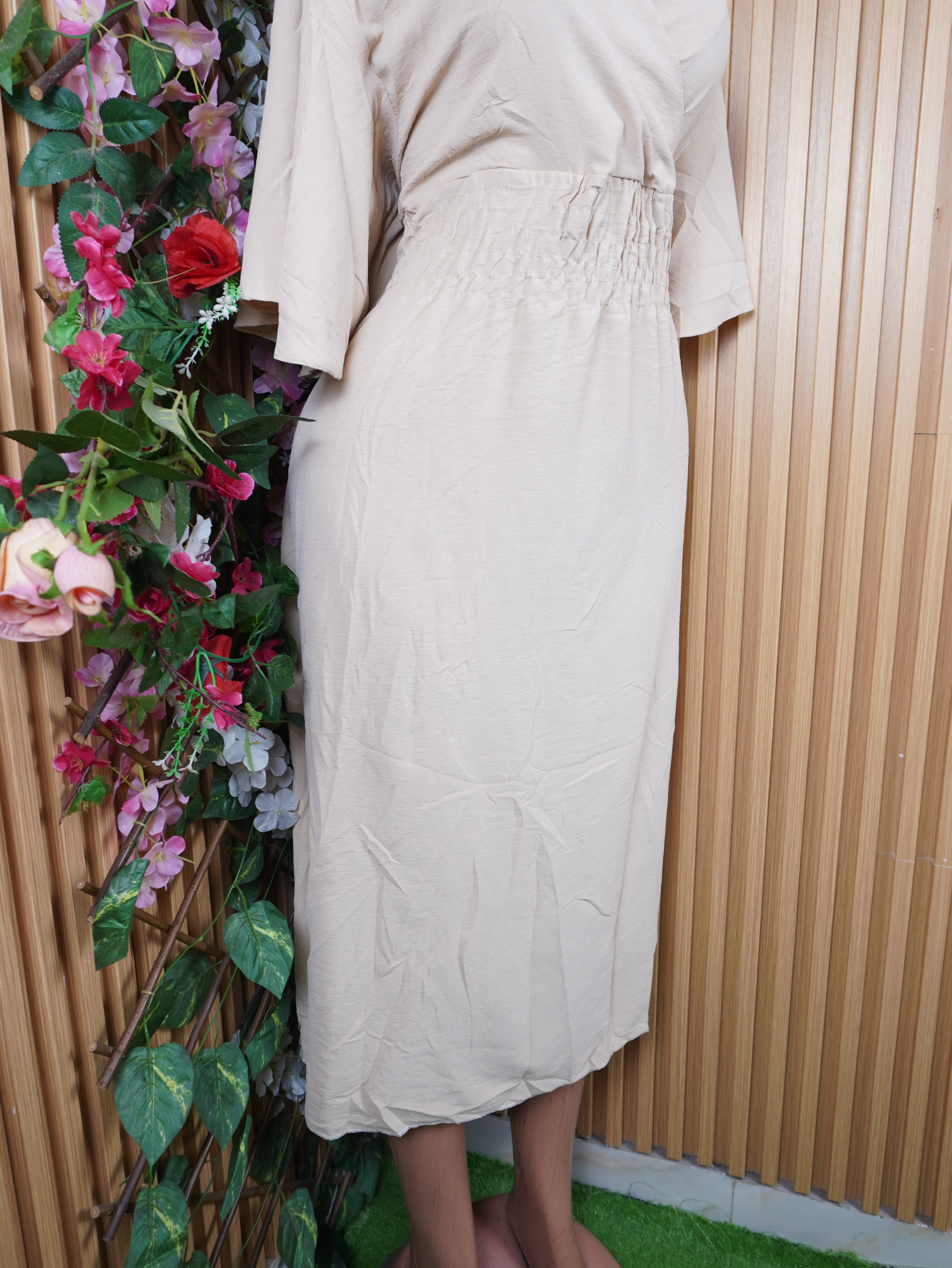 Robe évasée longue manches courtes décolletée-XXXL