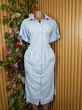 Robe évasée mi-longue manches courtes avec boutons-S
