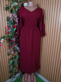 Robe évasée longue manches longues décolletée-L