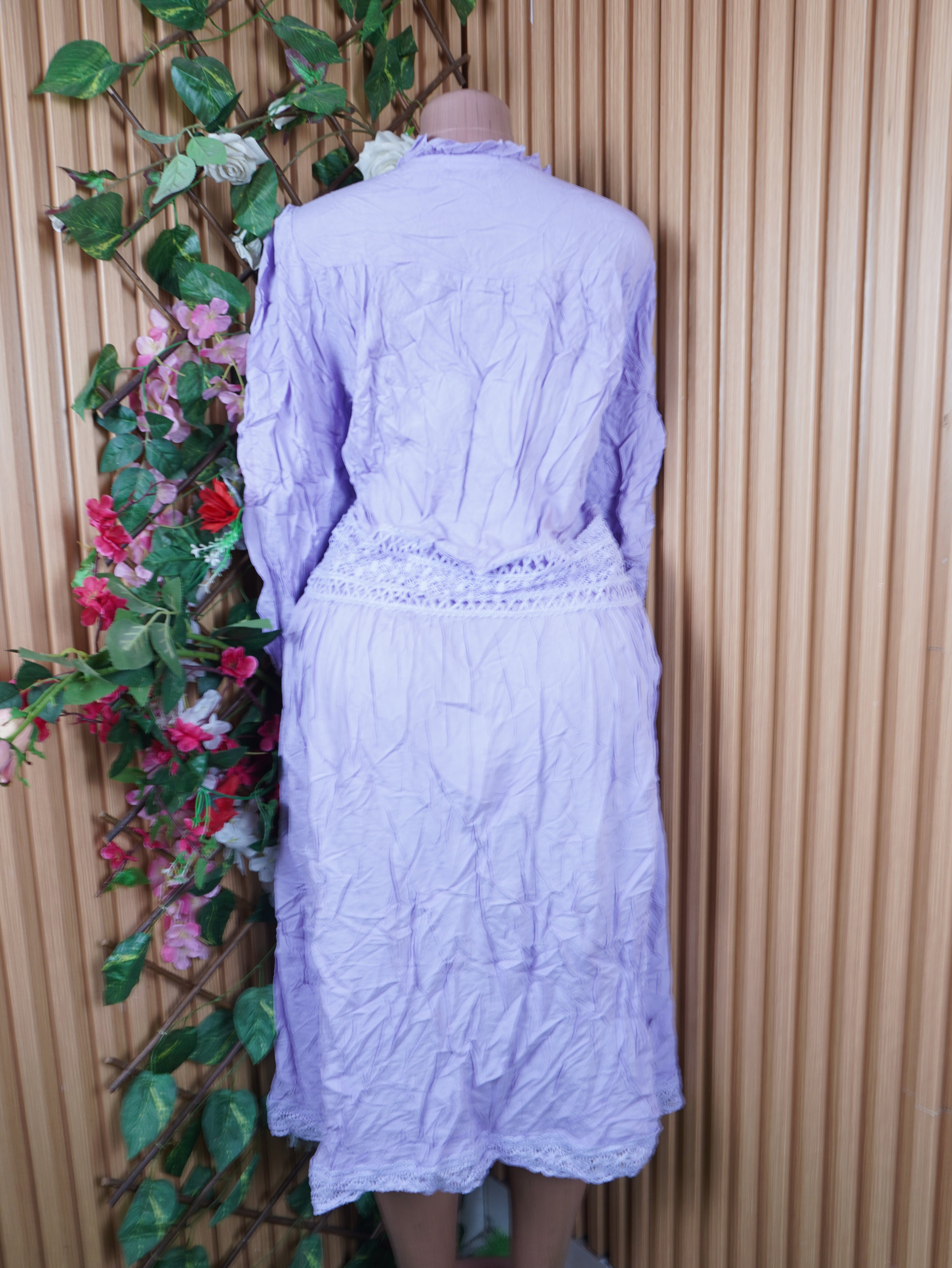 Robe évasée longue manches longues dénudée-XXL
