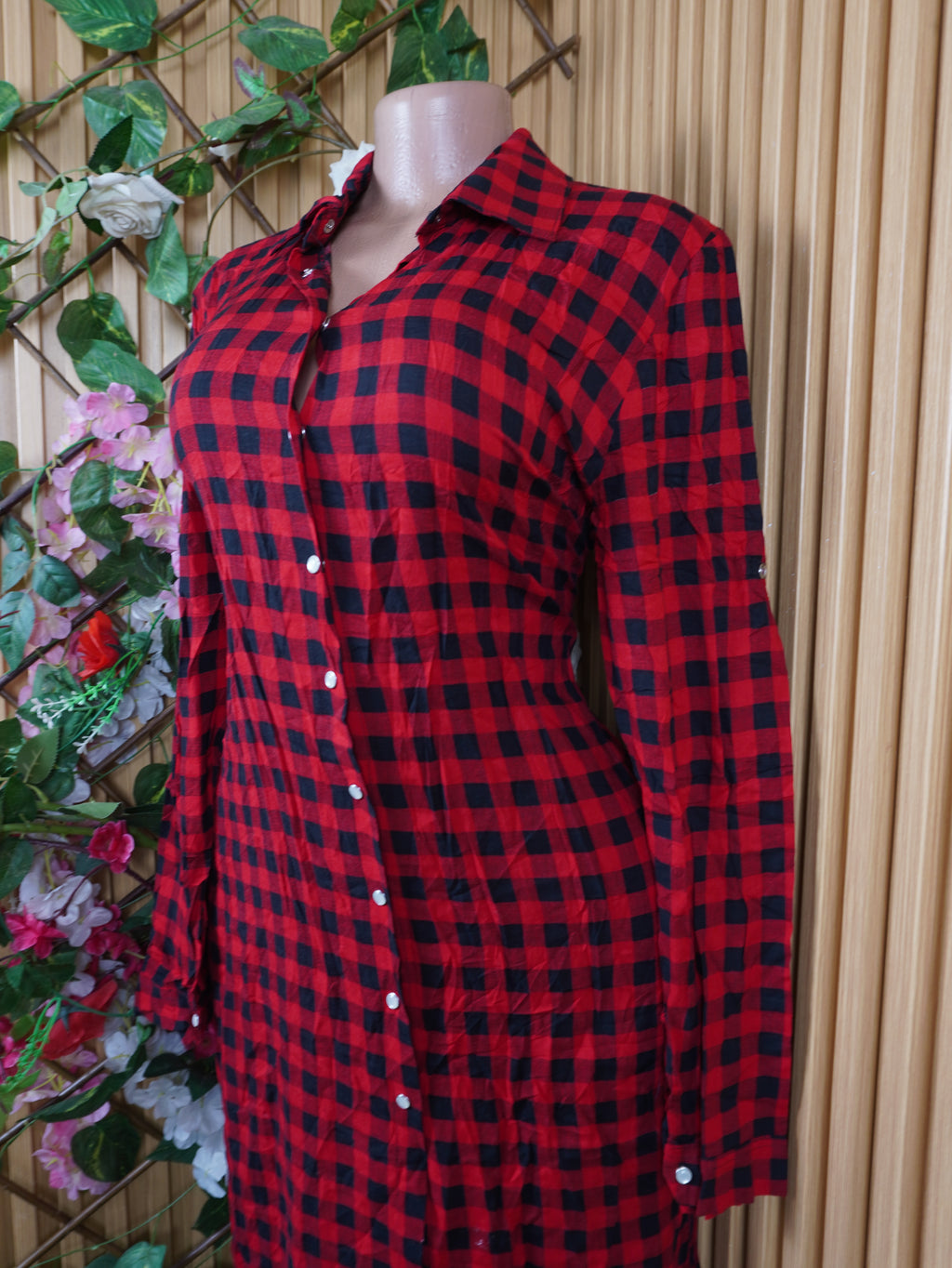 Robe chemise manches longues avec boutons-M