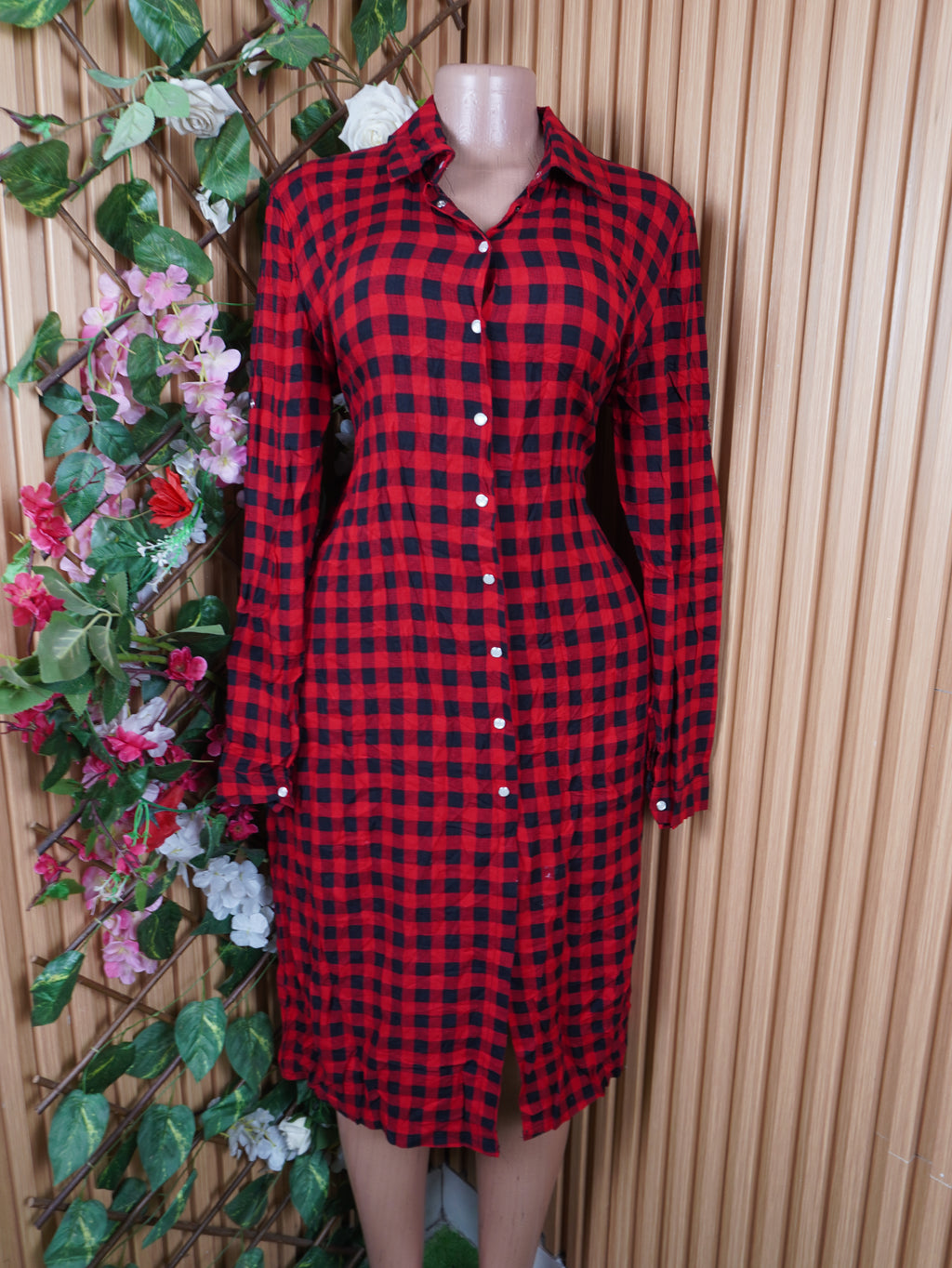 Robe chemise manches longues avec boutons-M
