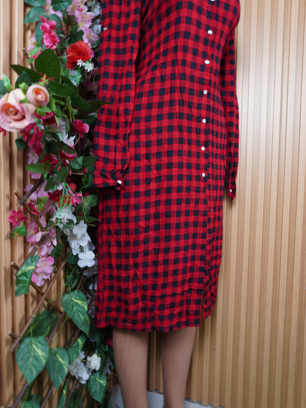 Robe chemise manches longues avec boutons-M