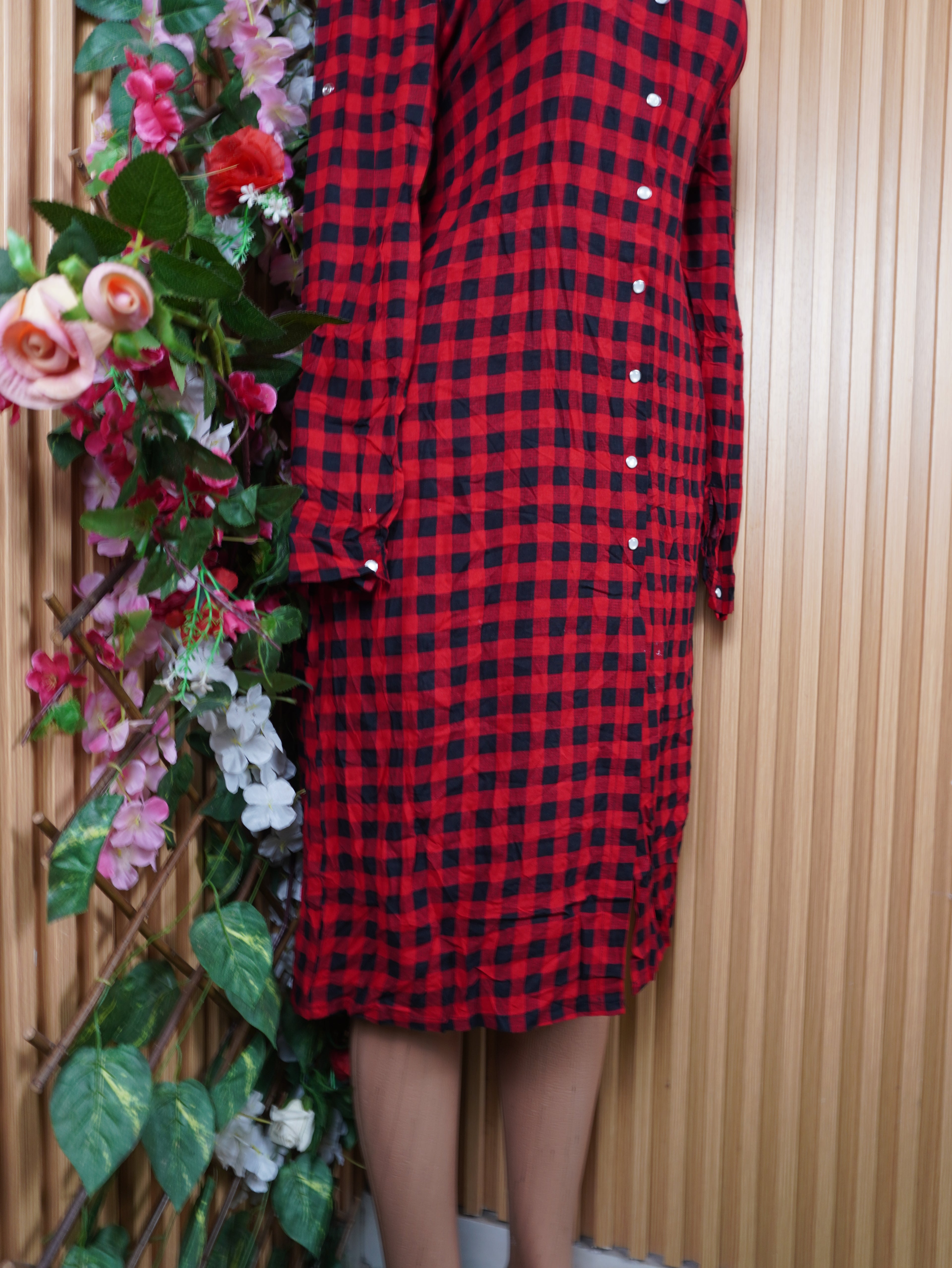 Robe chemise manches longues avec boutons-M