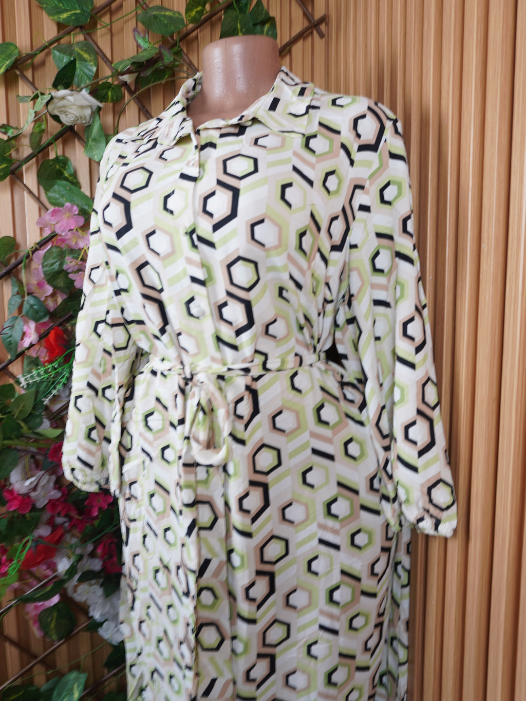 Robe évasée longue manches longues décolletée-XL