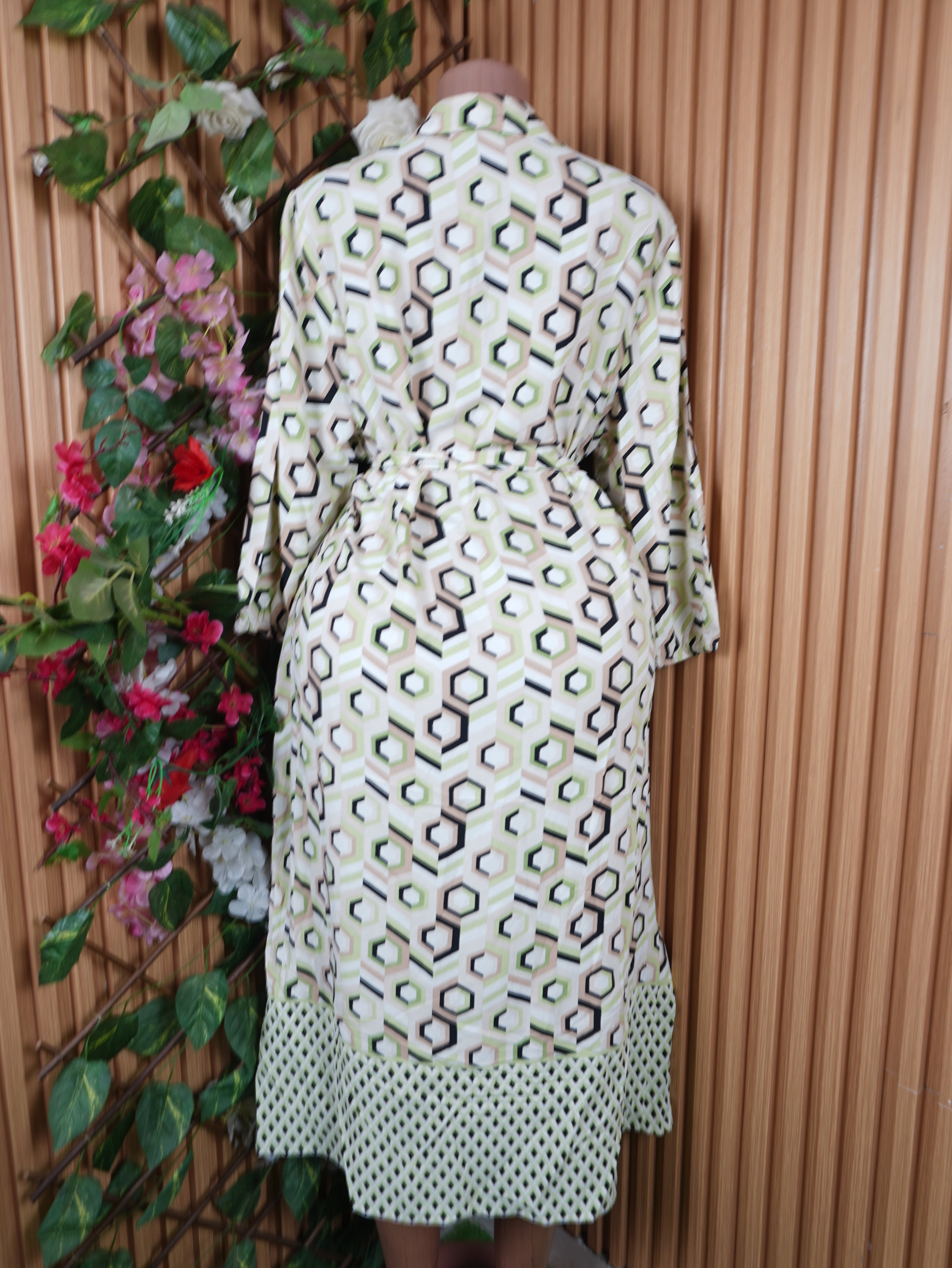Robe évasée longue manches longues décolletée-XL
