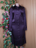 Robe évasée longue manches longues avec boutons-L