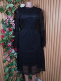 Robe évasée longue manches longues motif bretelle-S