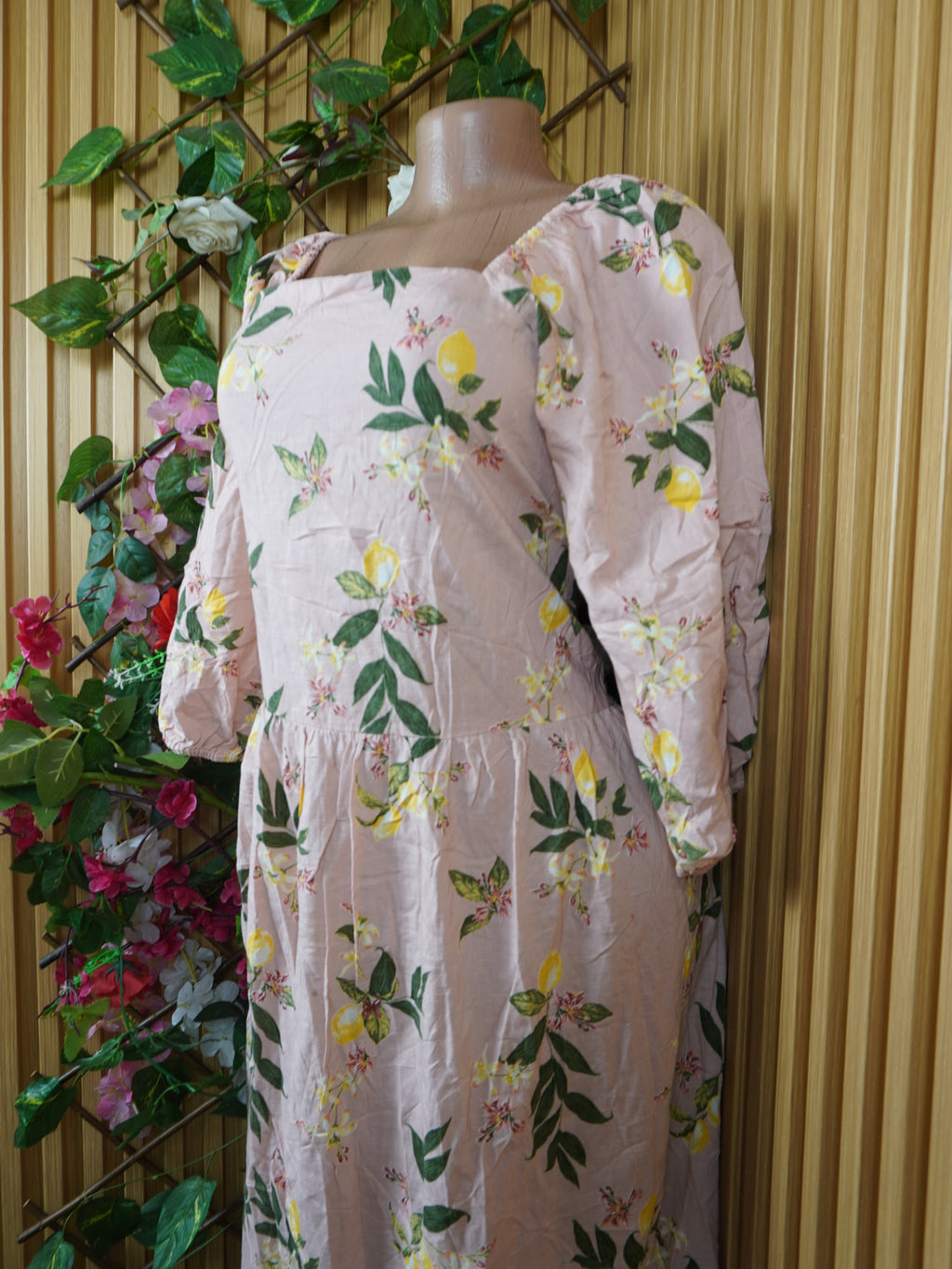 Robe évasée longue manches longues col carré-XXL