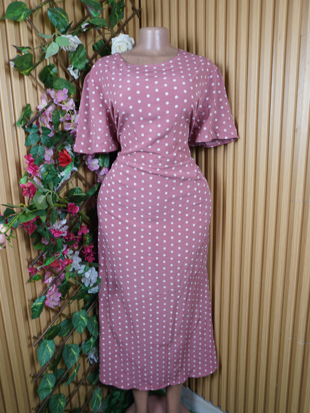 Robe évasée longue manches courtes décolletée-XL