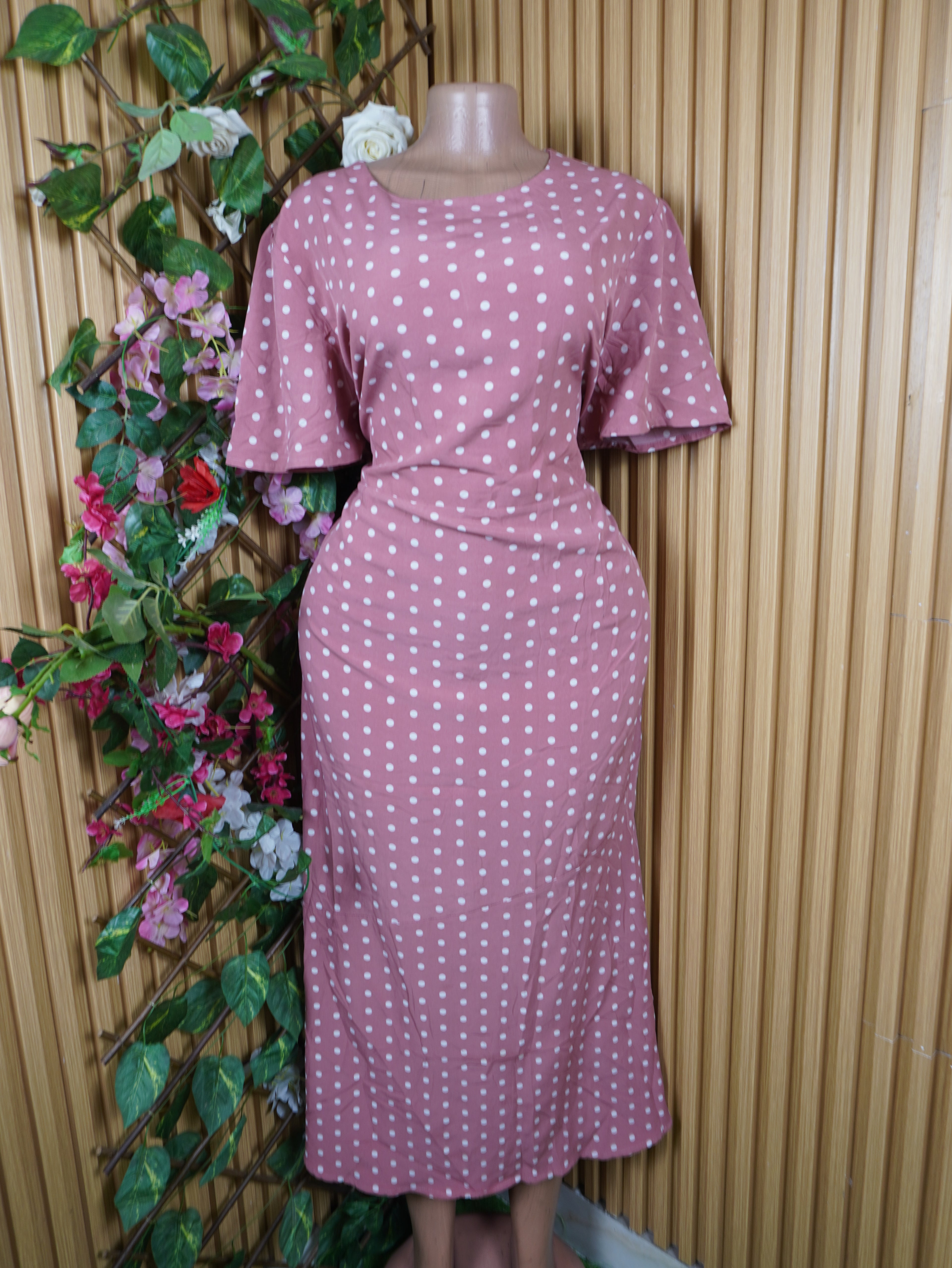 Robe évasée longue manches courtes décolletée-XL