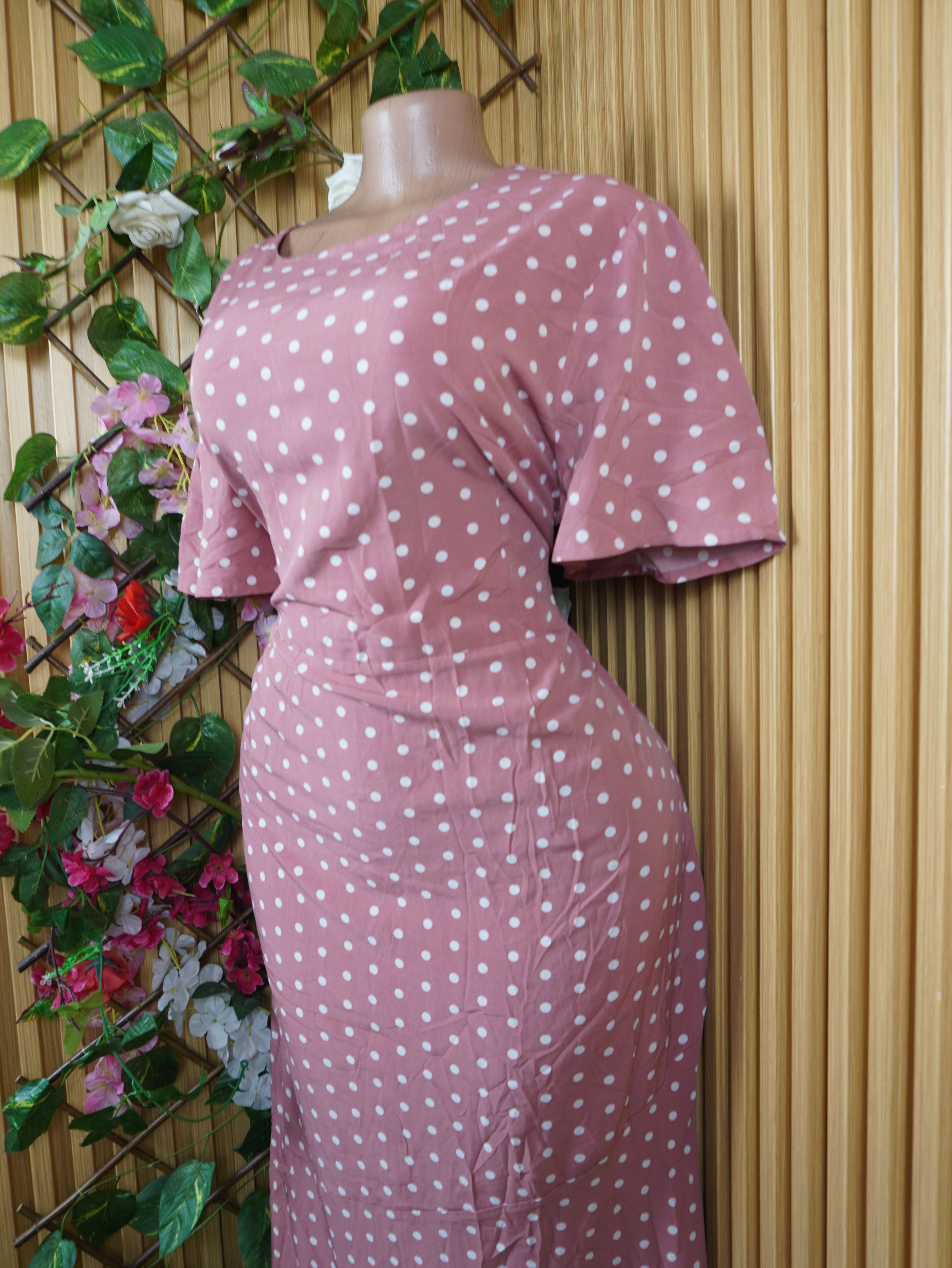 Robe évasée longue manches courtes décolletée-XL