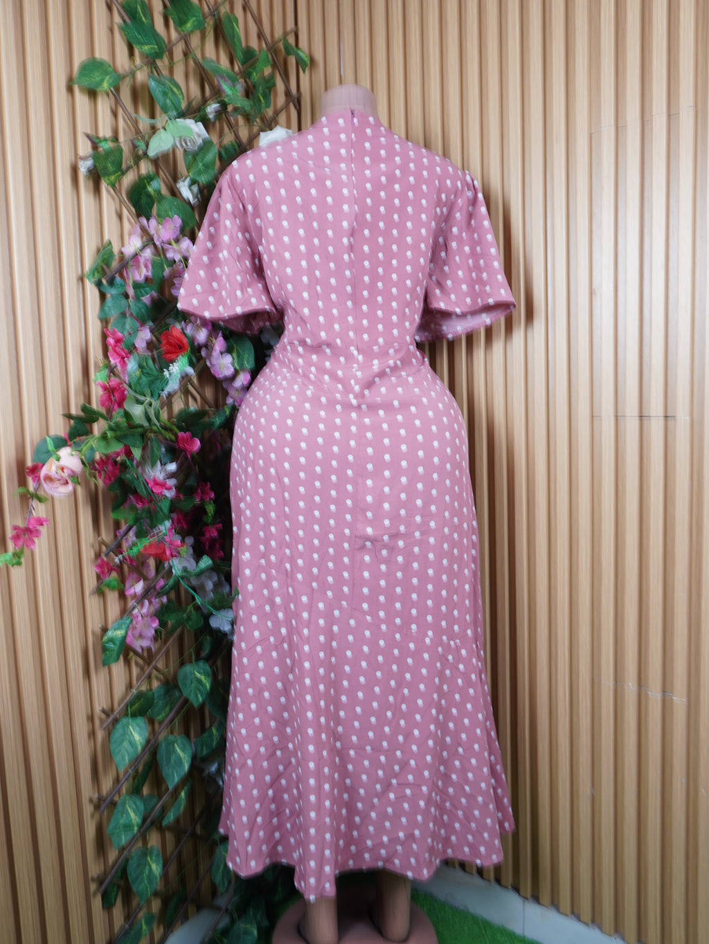 Robe évasée longue manches courtes décolletée-XL