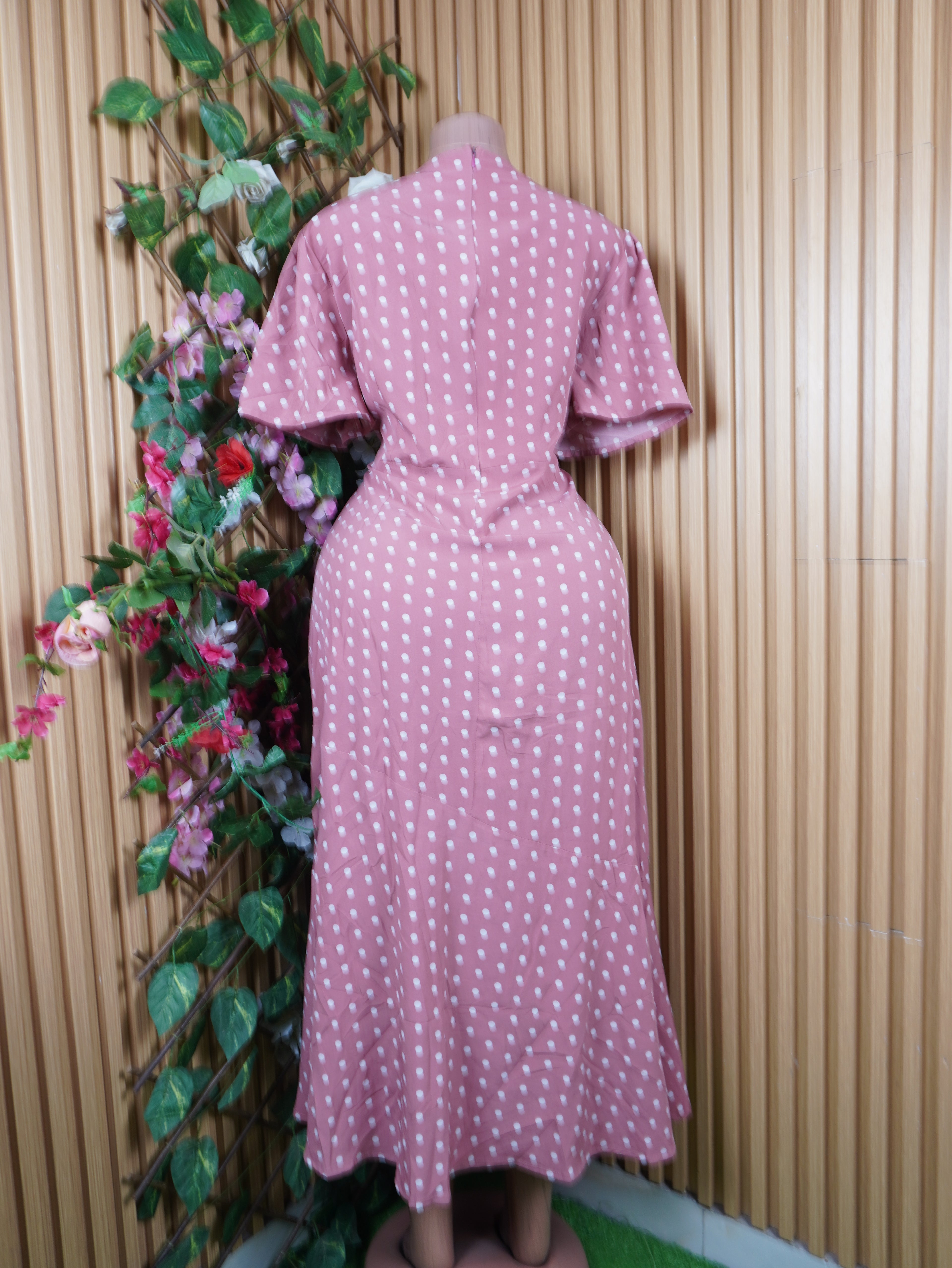 Robe évasée longue manches courtes décolletée-XL