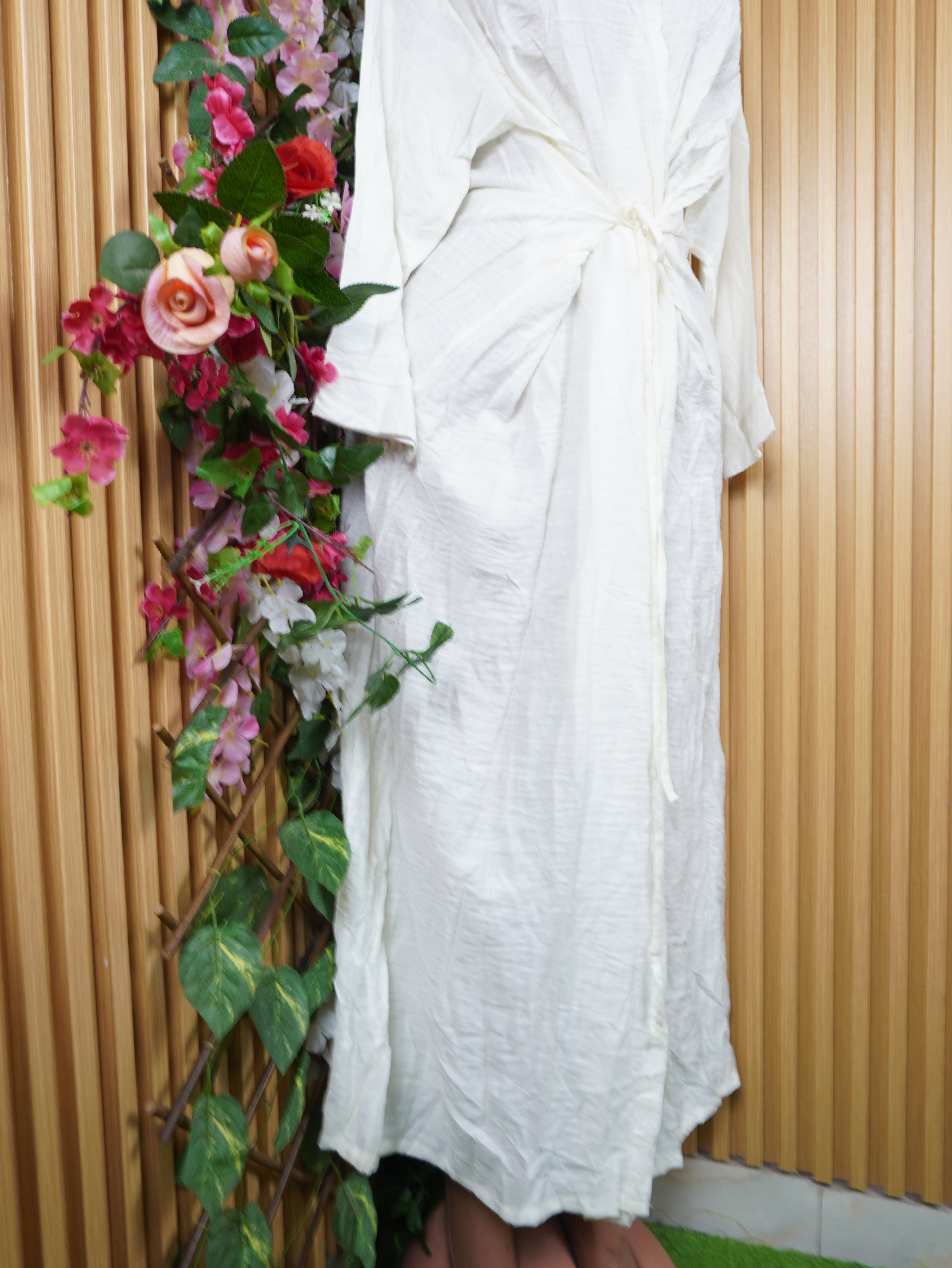 Robe évasée longue manches longues décolletée-XL
