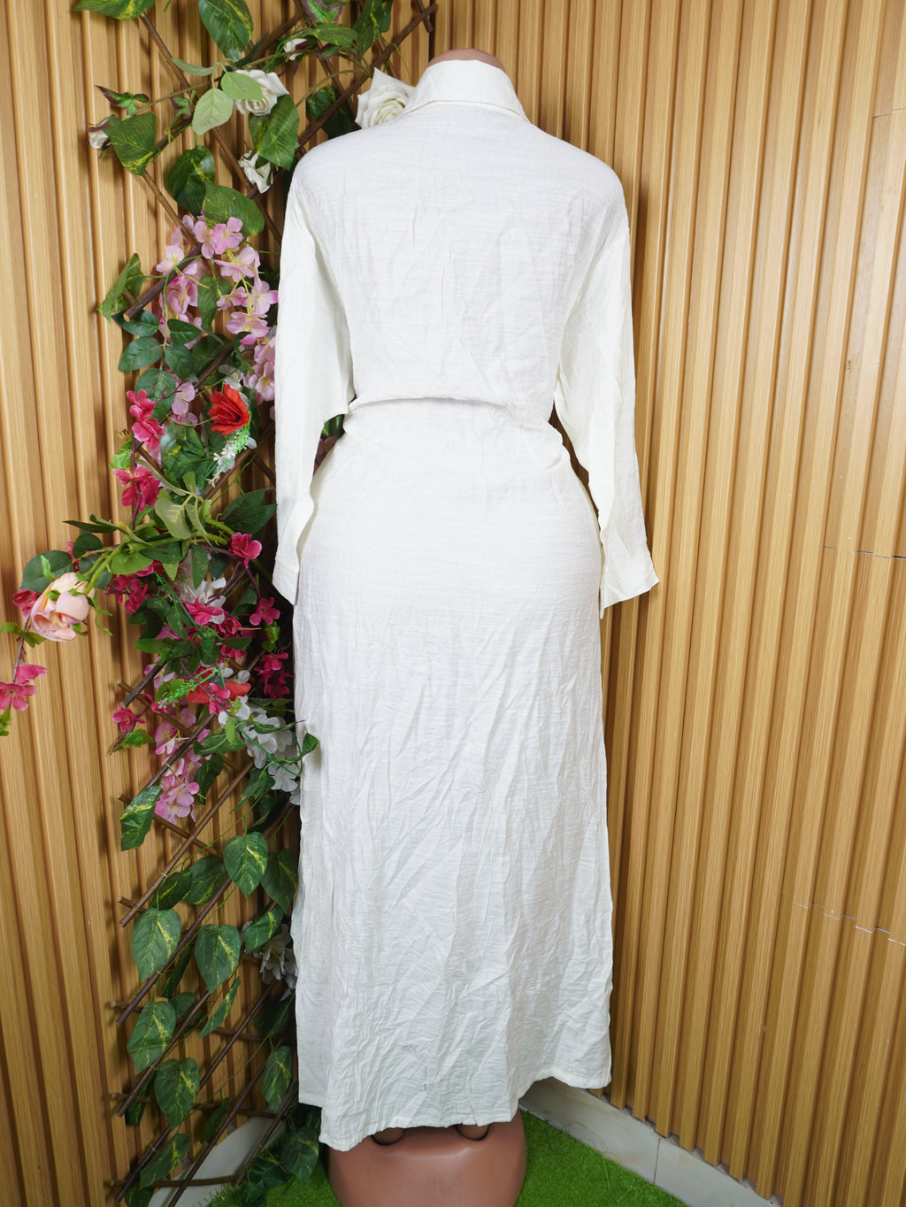 Robe évasée longue manches longues décolletée-XL