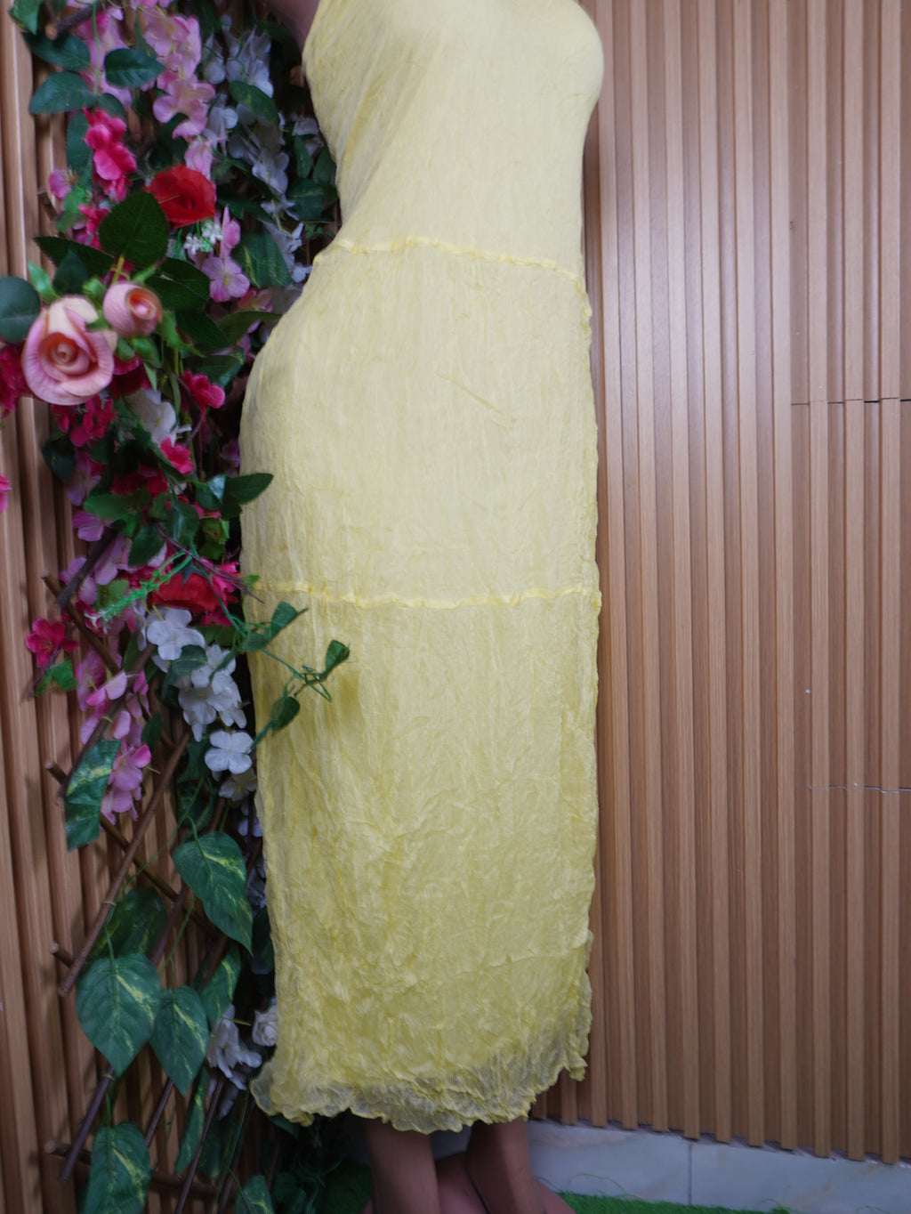 Robe singlet longue à fines bretelles décolletée-S
