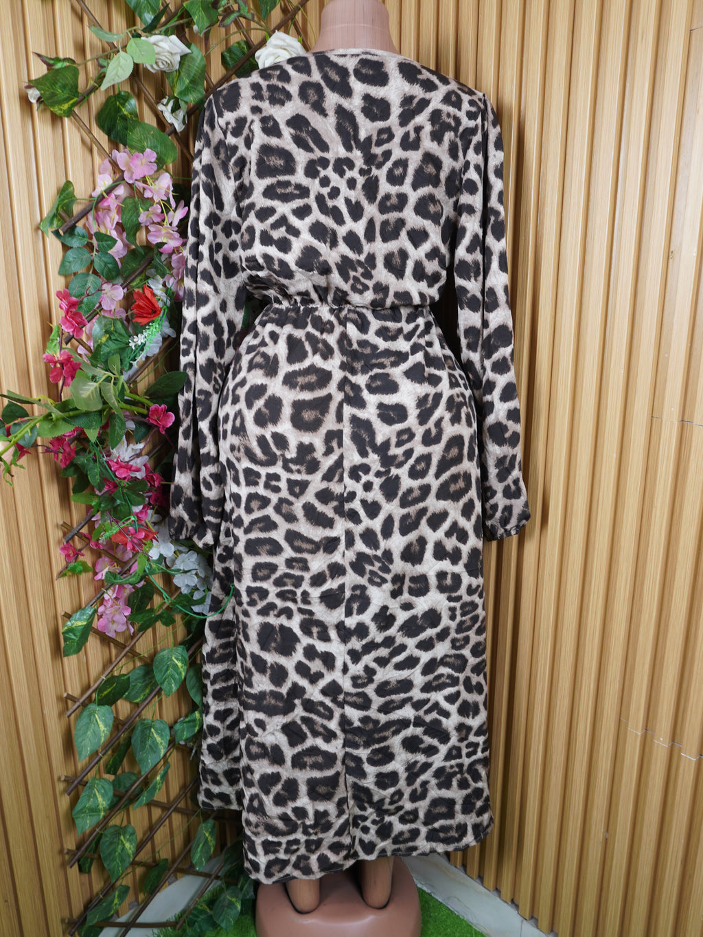 Robe évasée longue manches longues motif animal-XL