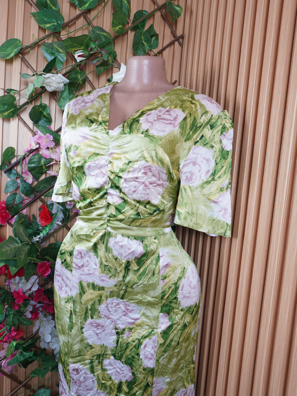 Robe évasée manches courtes décolletée avec fente-4XL