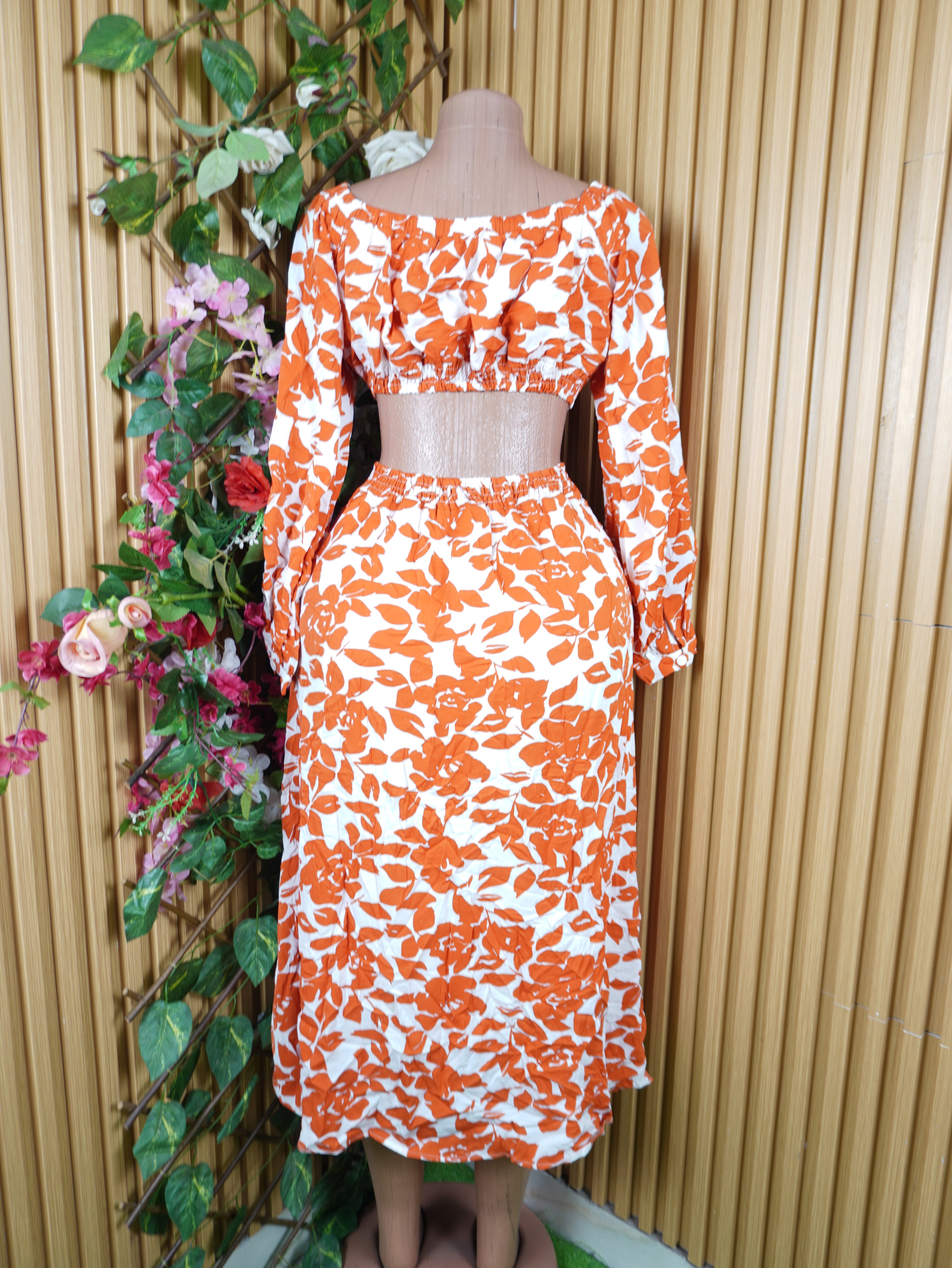 Robe évasée longue manches longues dénudée-XL