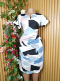 Robe évasée manches courtes imprimée fleurie-M