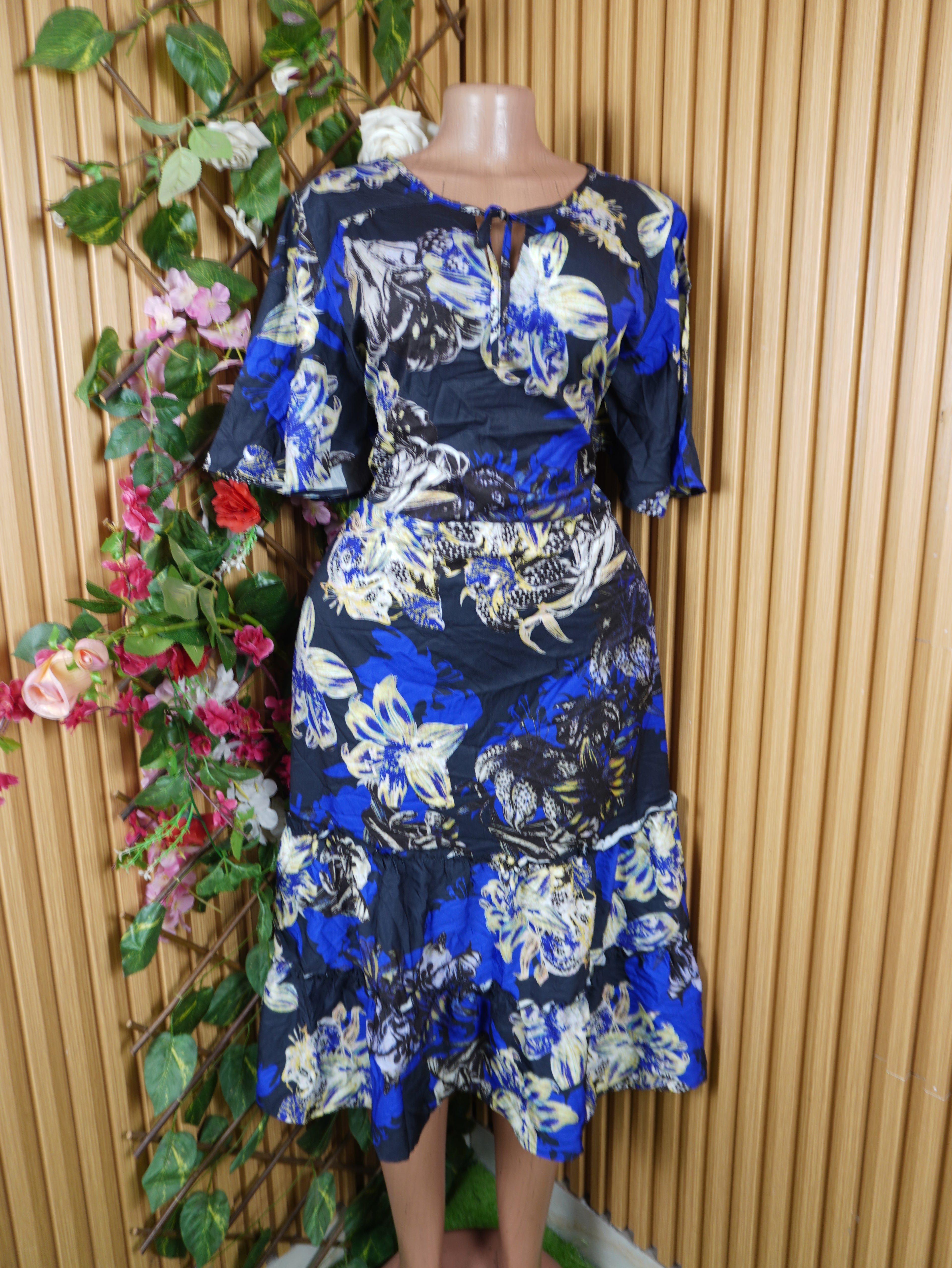 Robe évasée manches courtes décolletée-XL