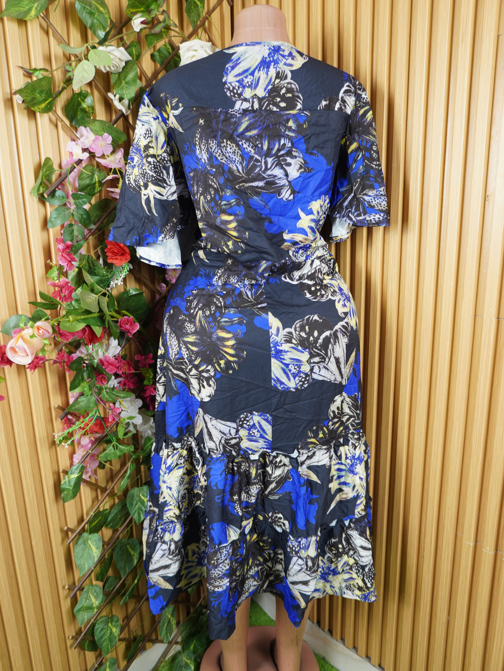 Robe évasée manches courtes décolletée-XL