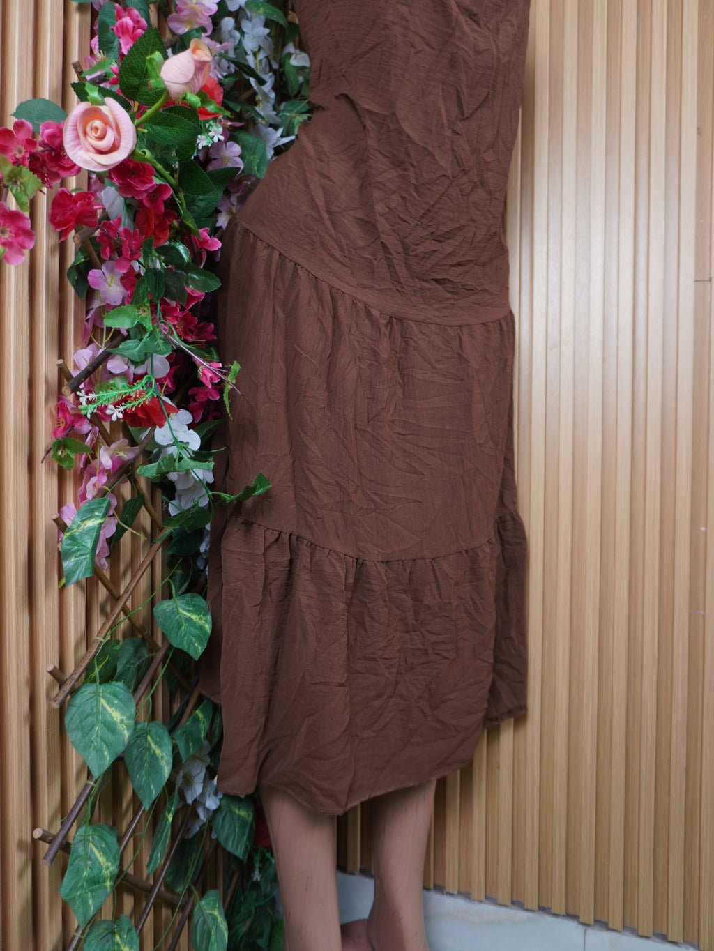 Robe évasée longue sans manches décolletée-XL