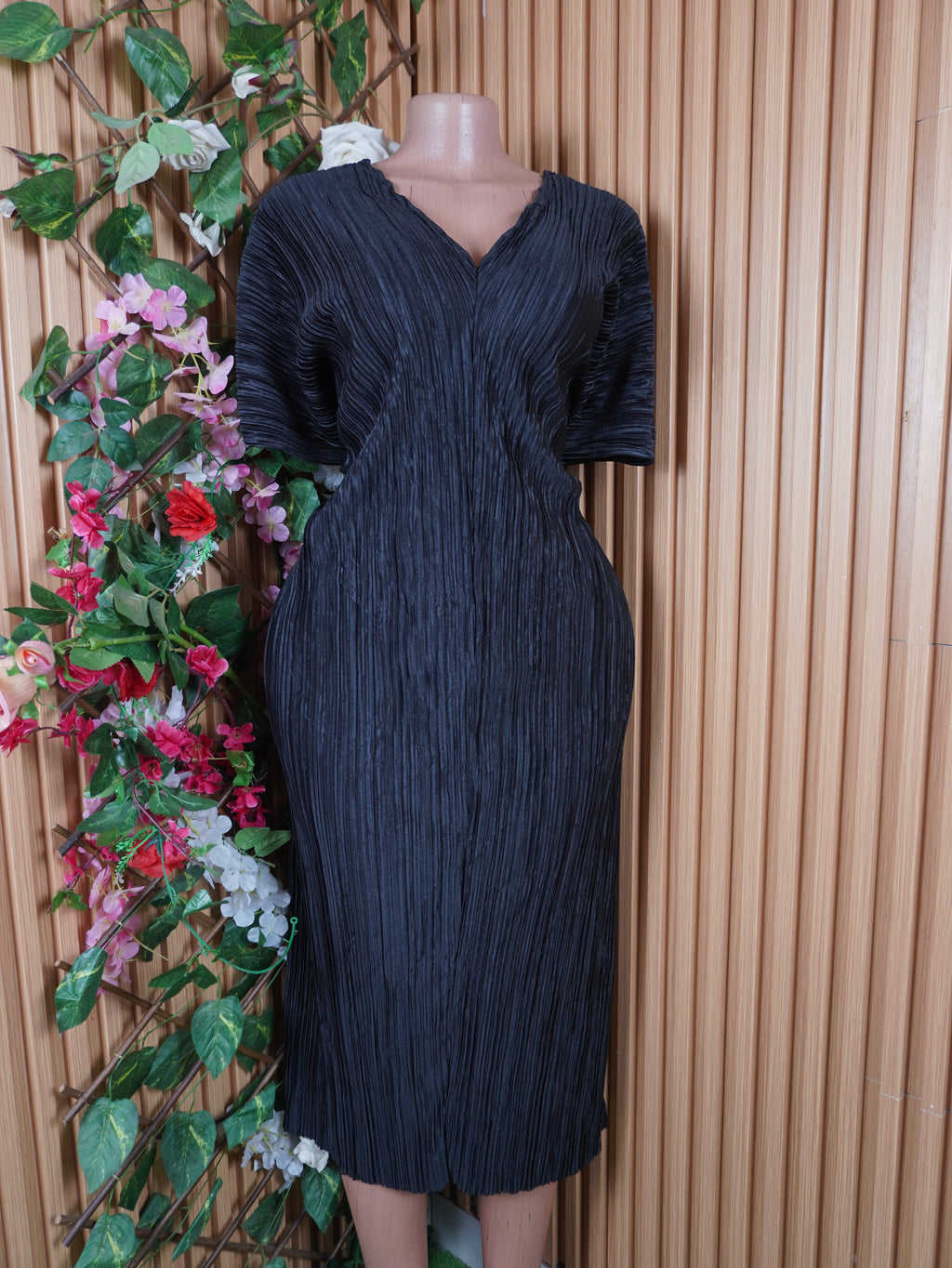 Robe évasée manches courtes décolletée-XL