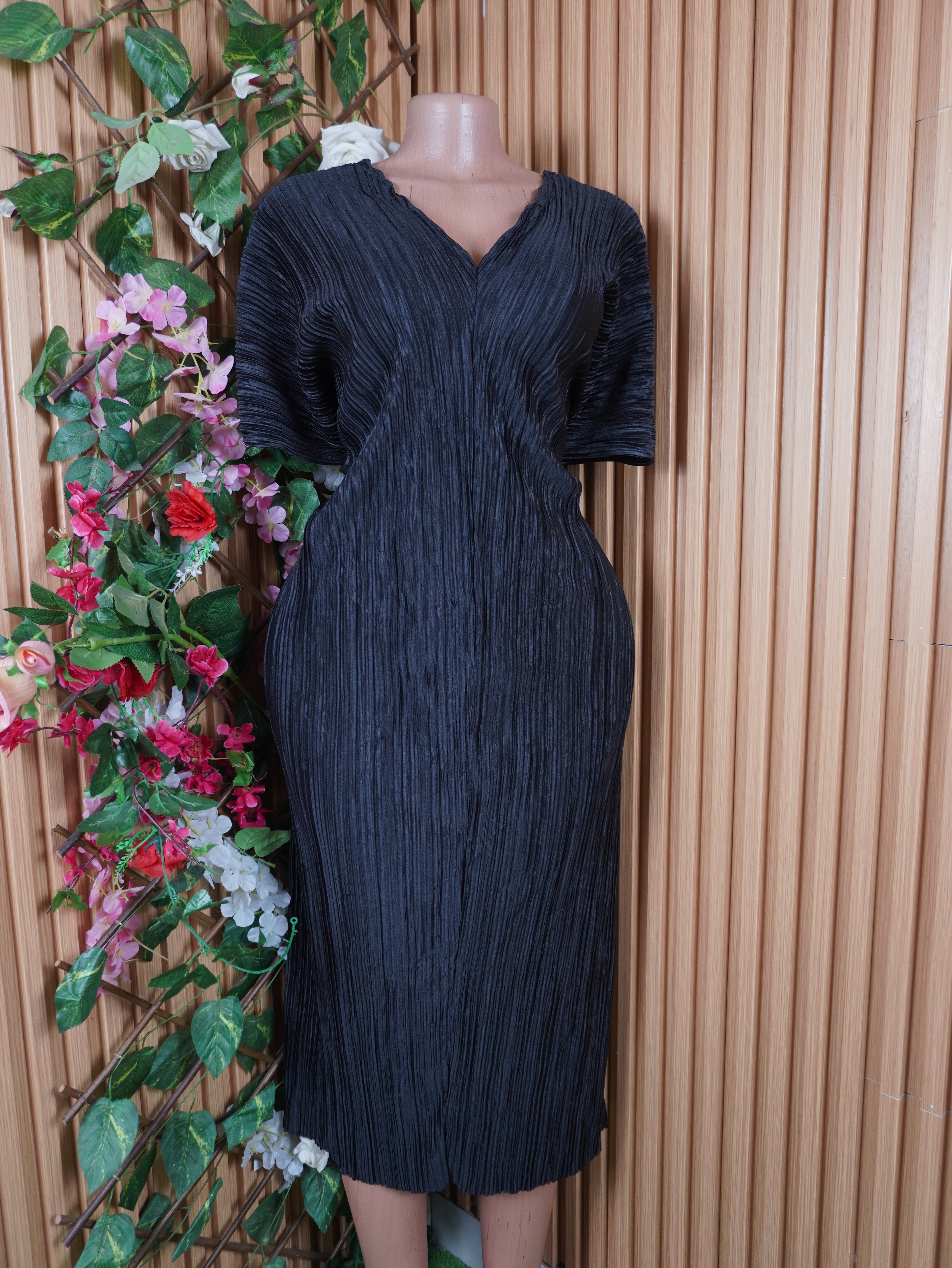 Robe évasée manches courtes décolletée-XL