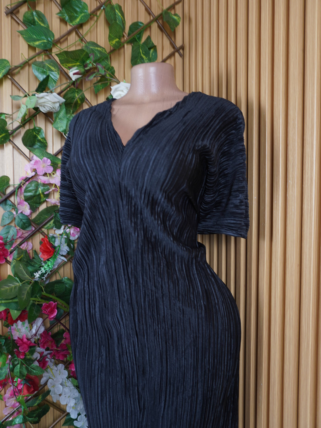 Robe évasée manches courtes décolletée-XL