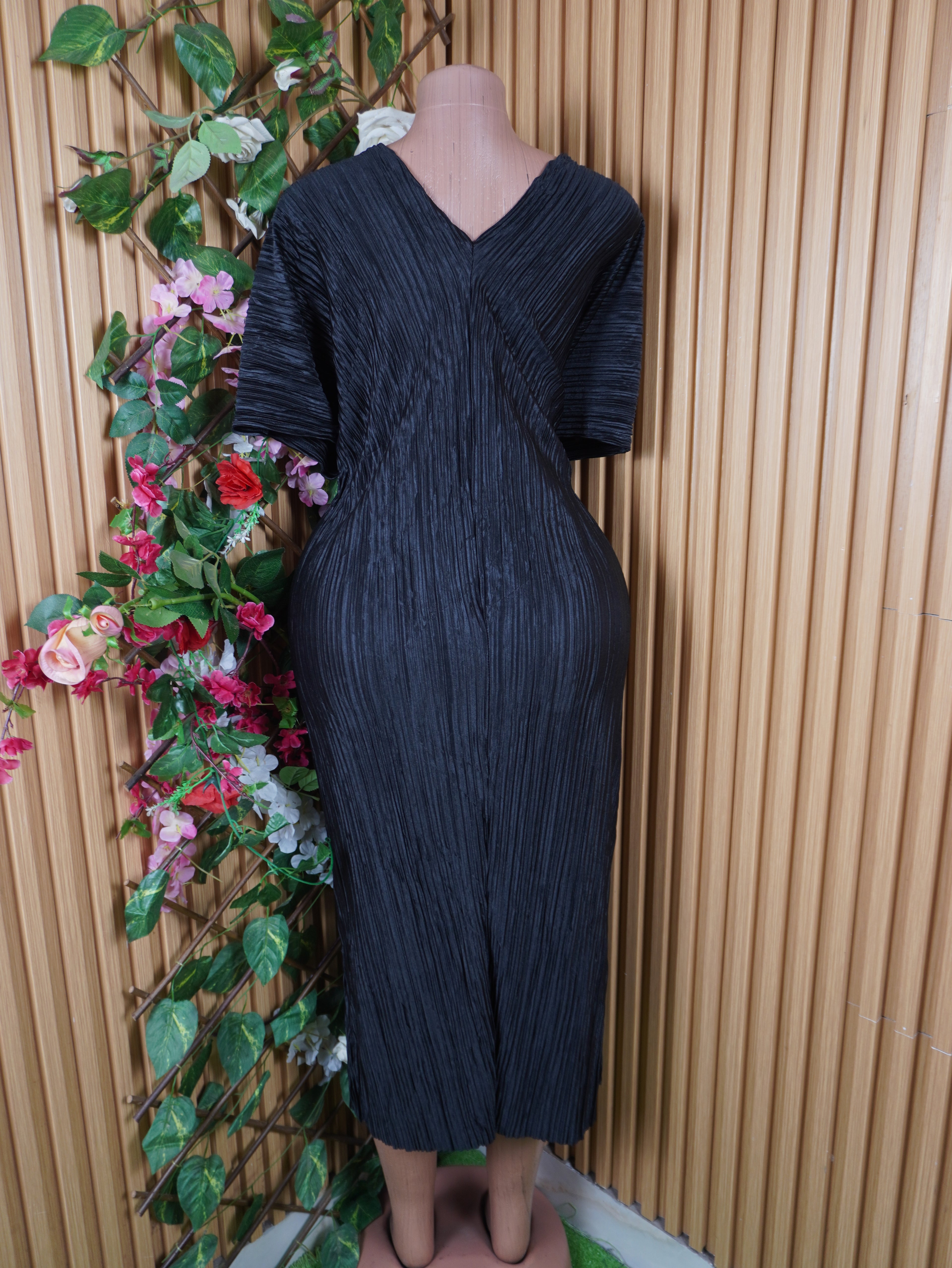Robe évasée manches courtes décolletée-XL