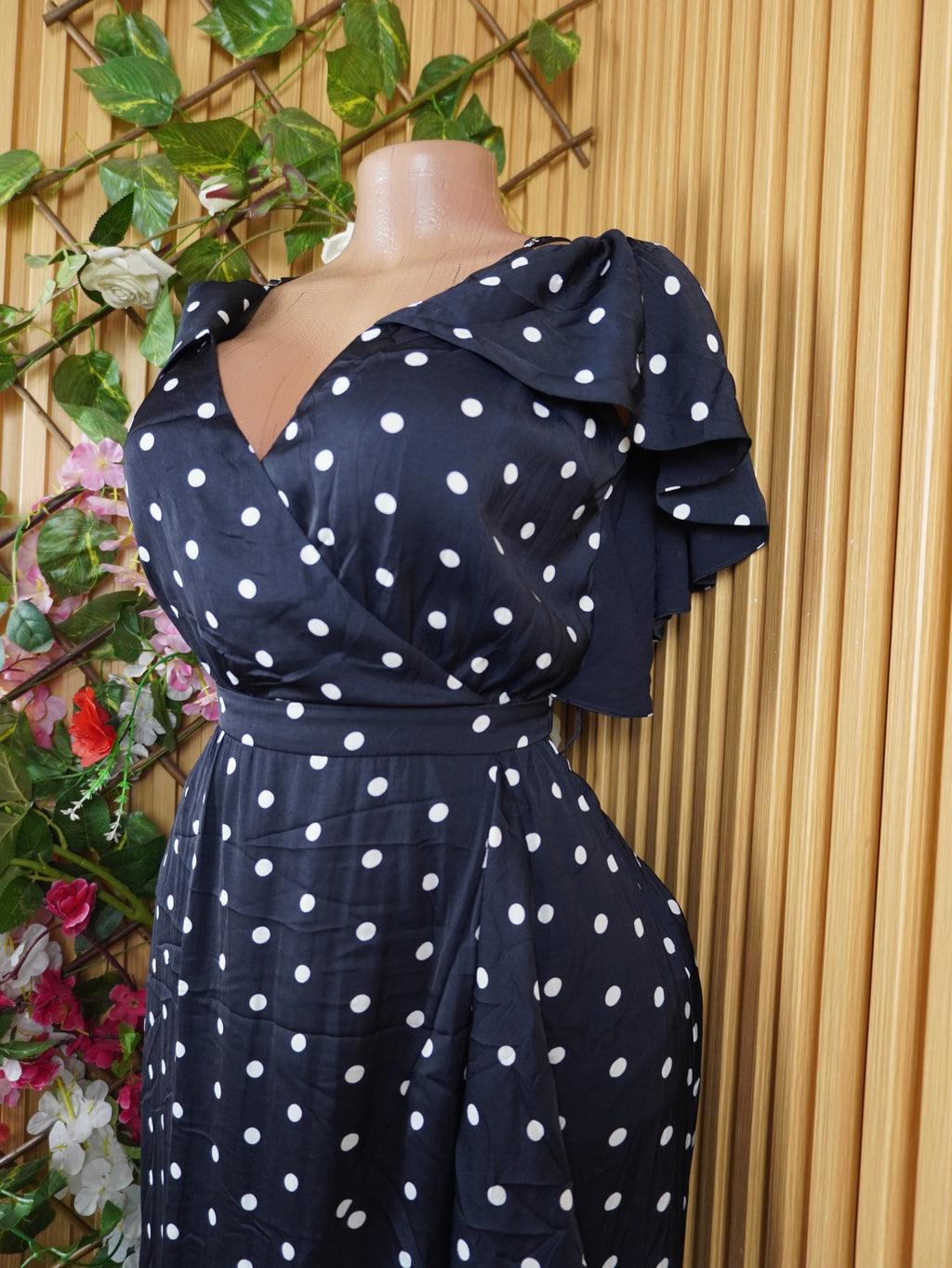 Robe évasée mi-longue manches courtes imprimée fleurie-M