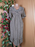 Robe évasée mi-longue manches courtes décolletée-XL