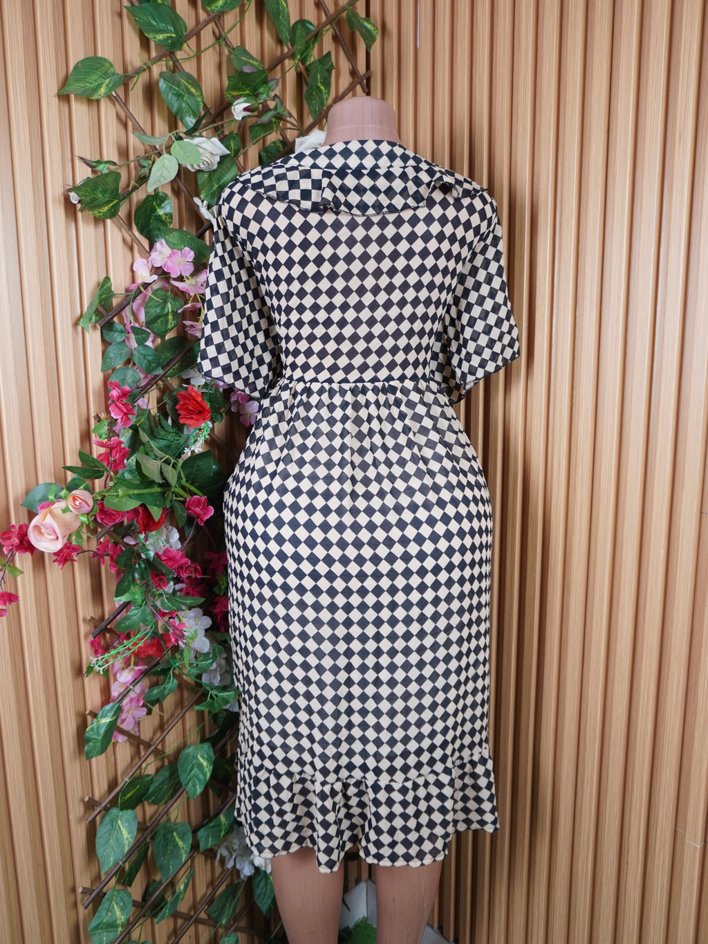 Robe évasée mi-longue manches courtes décolletée-XL