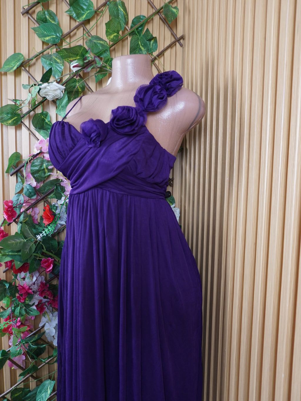 Robe evasée longue sans manches à fines bretelles-S