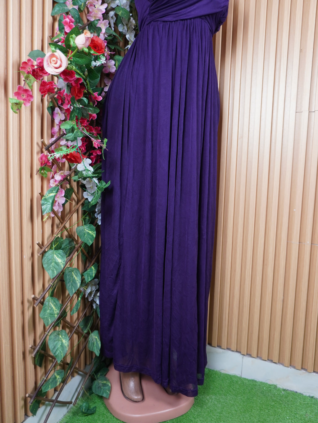 Robe evasée longue sans manches à fines bretelles-S