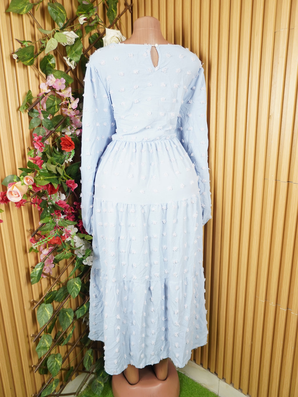 Robe evasée longue manches longues décolletée-XL