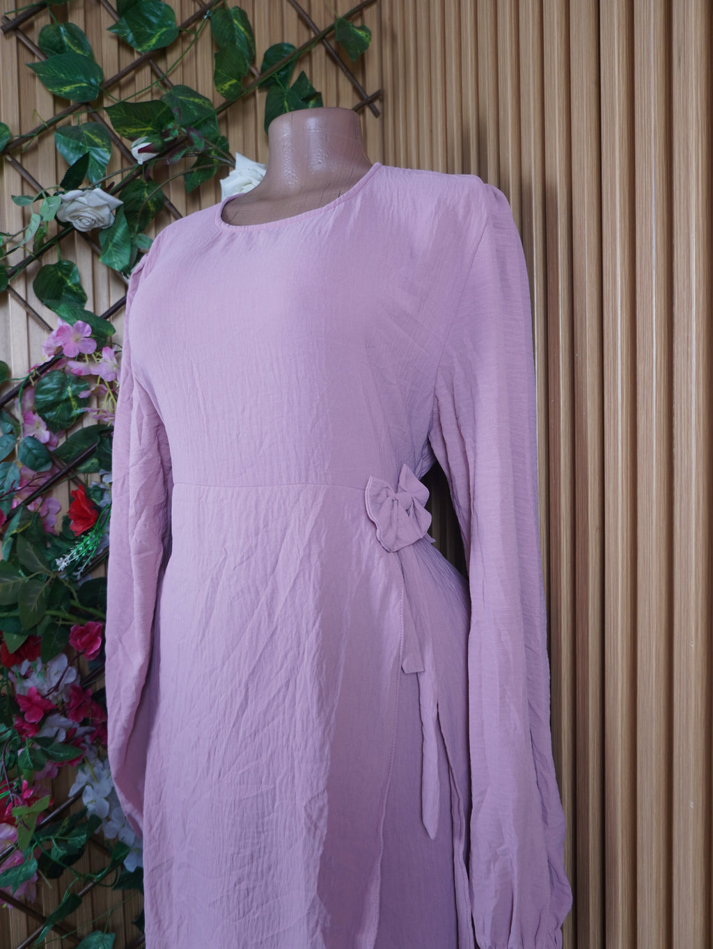 Robe évasée longue manches longues ceintrée-XL