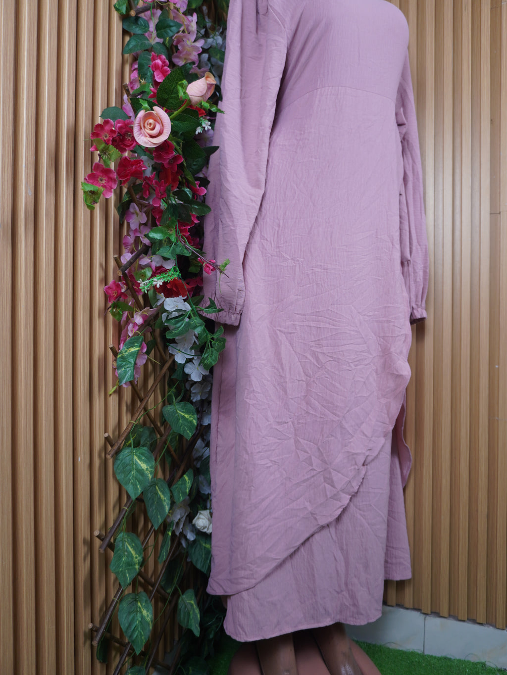 Robe évasée longue manches longues ceintrée-XL