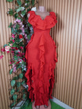 Robe évasée longue sans manches décolletée-M