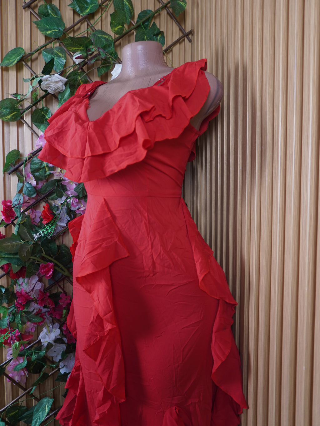 Robe évasée longue sans manches décolletée-M