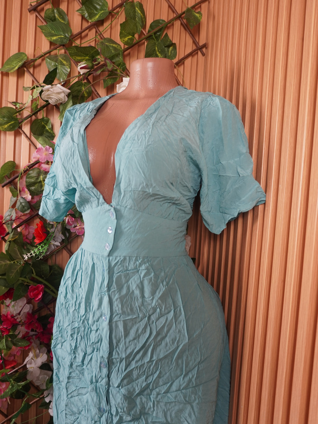 Robe évasée longue manches courtes décolletée-XL