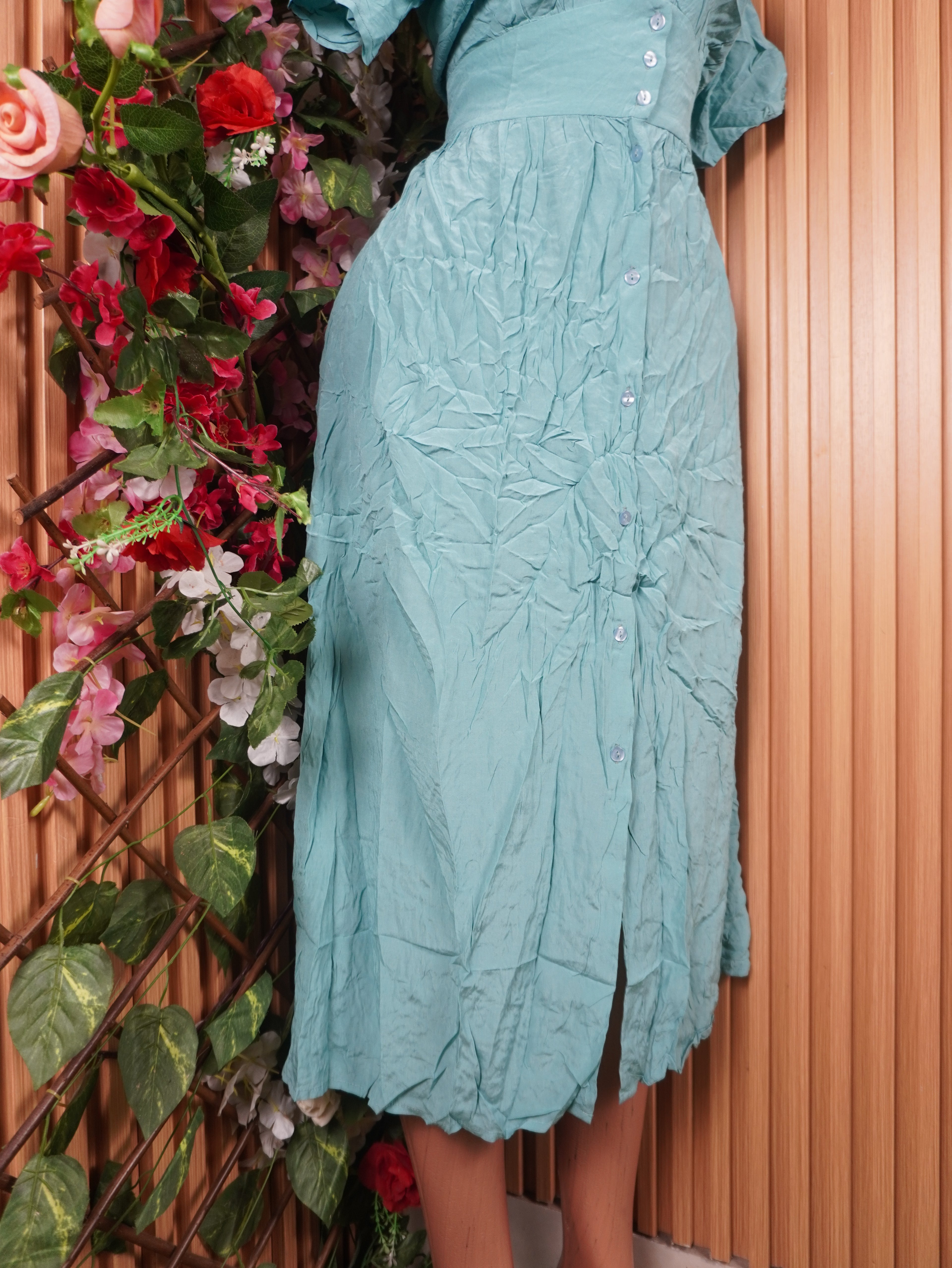 Robe évasée longue manches courtes décolletée-XL