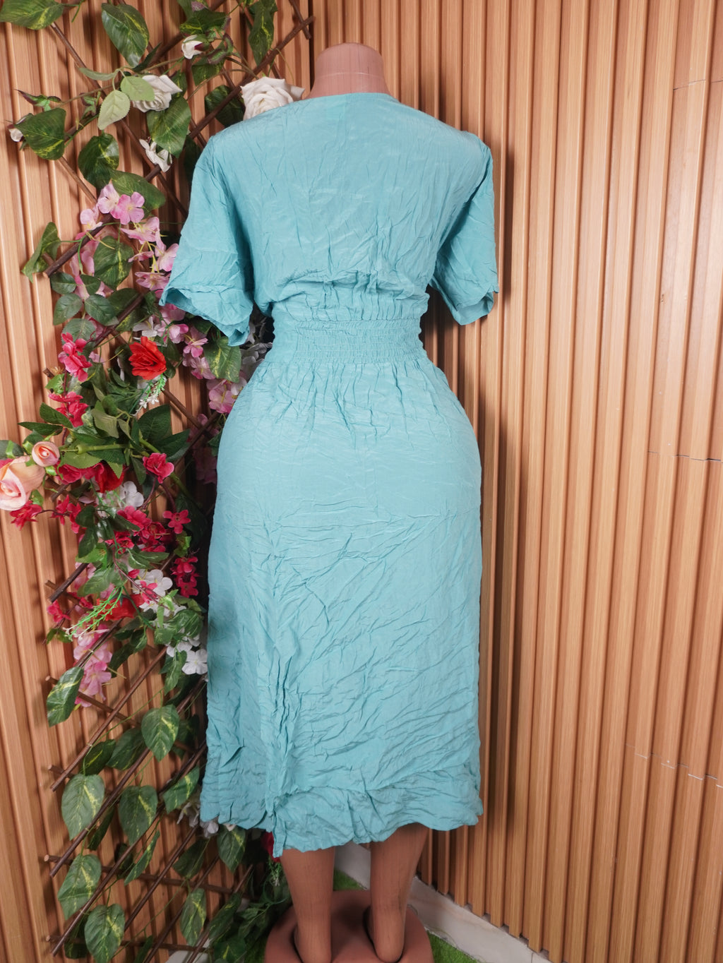 Robe évasée longue manches courtes décolletée-XL