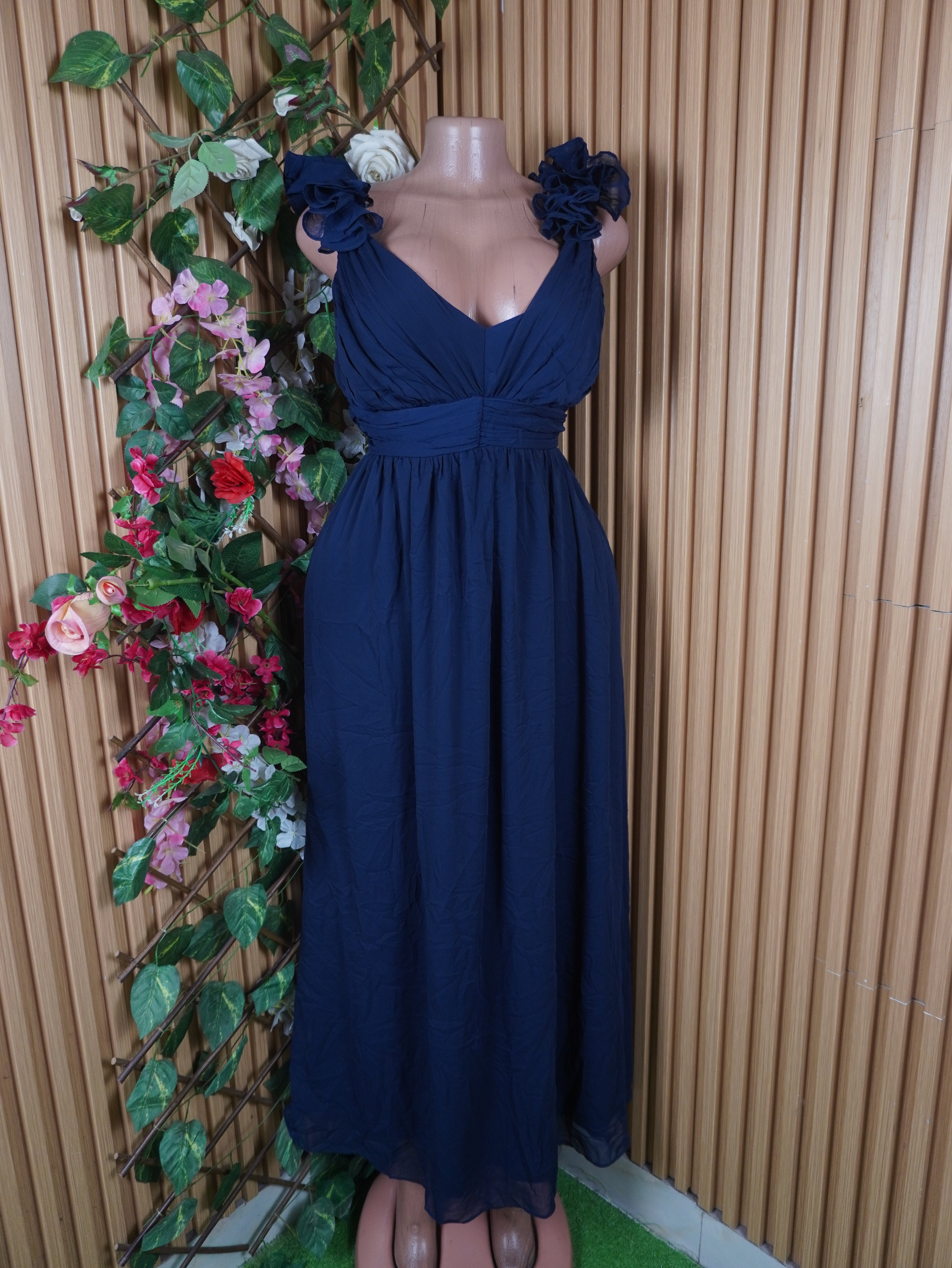 Robe évasée longue sans manches décolletée-L